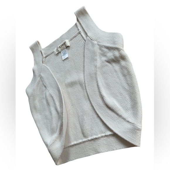 Vintage Old Navy Women's White Cream Sleeveless Open Front Knit Crop Vest XS - Picture 2 of 8